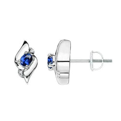 2 ct Sri Lanka blauwe saffier en diamanten oorbellen wit goud 14k