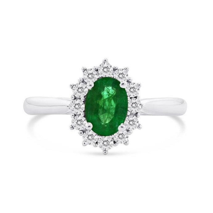 2 ct ovale groene smaragd en diamanten trouwring wit goud 14k - harrychadent.nl