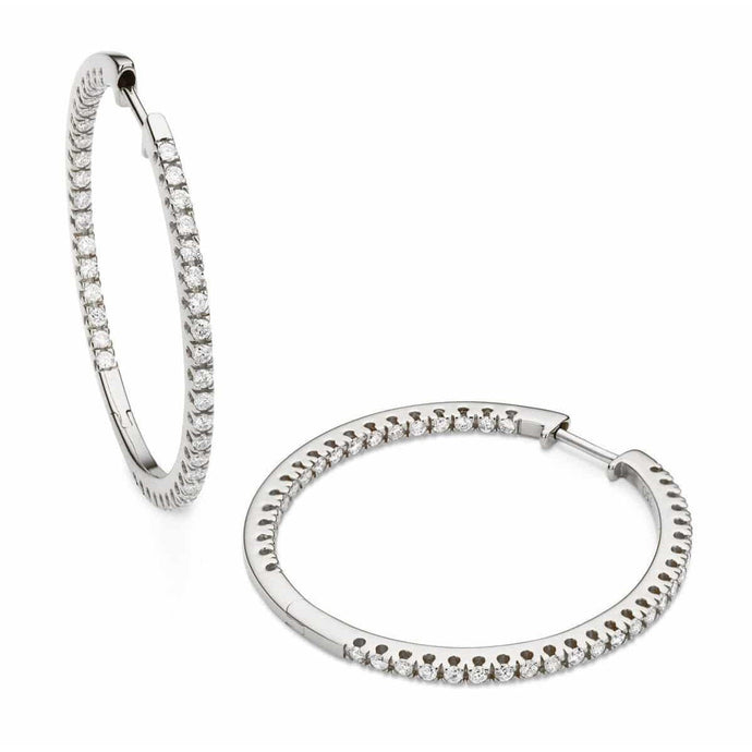 2 ct ronde diamanten hoepel oorbellen paar 14K witgoud - harrychadent.nl