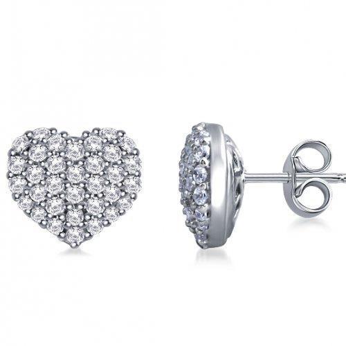 2 ct ronde diamanten stud hart stijl oorbel pave set 14k wit goud - harrychadent.nl