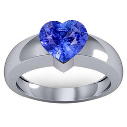 2 karaat Ceylon Sapphire Solitaire Ring Hartvormige Dikke Schacht
