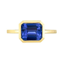 2 karaat Emerald Solitaire Ceylon Sapphire Bezel Set Ring Geel Goud