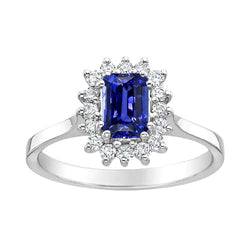 2 karaat Halo Diamond Ring Smaragd Ceylon Sapphire Gemstone Star Style