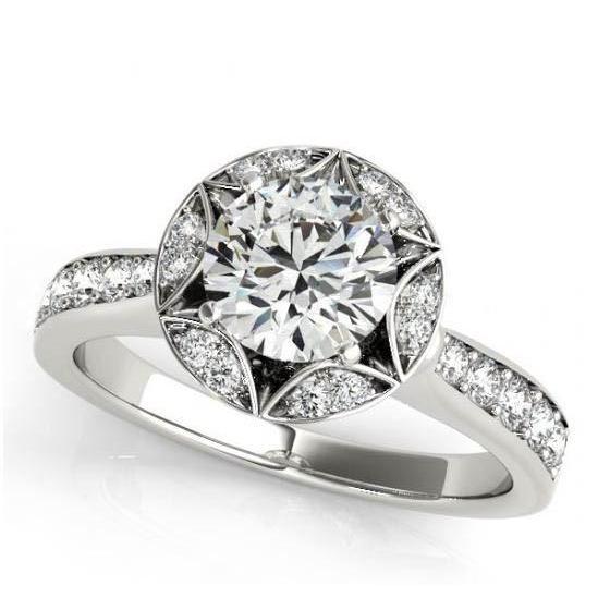 2 karaat diamanten Halo verlovingsring wit goud 14K - harrychadent.nl
