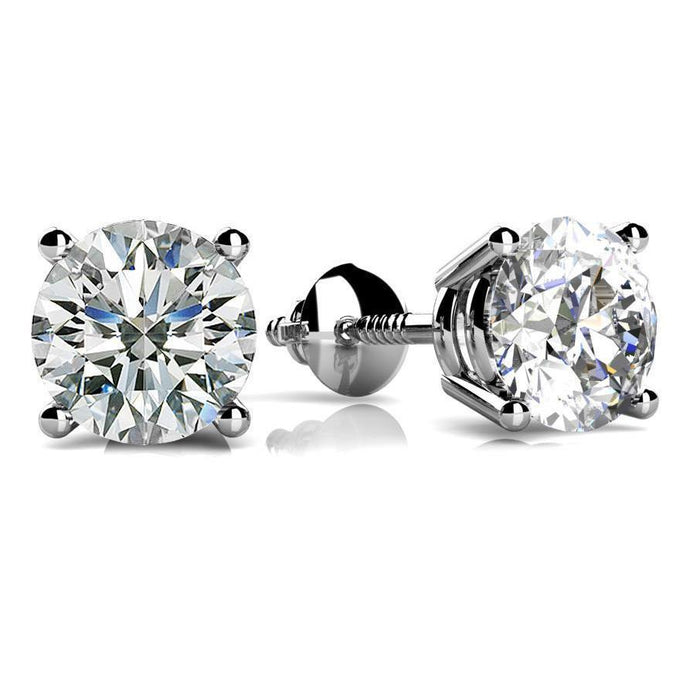2 karaat diamanten stud earring massief wit goud 14k