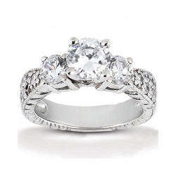 2 karaat diamanten antieke stijl verlovingsring 3 stenen ring goud Nieuw