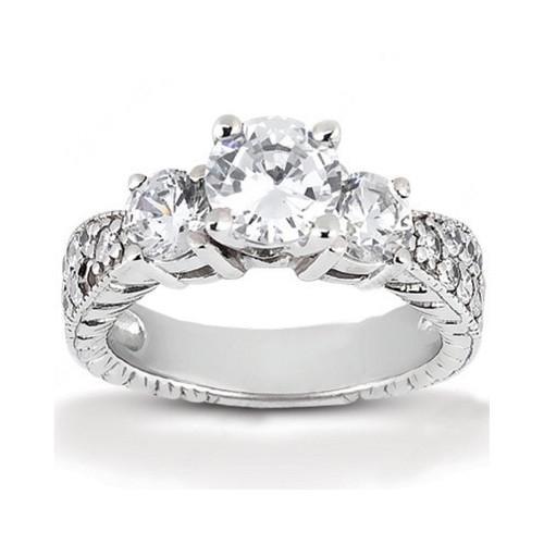 2 karaat diamanten antieke stijl verlovingsring 3 stenen ring goud Nieuw - harrychadent.nl