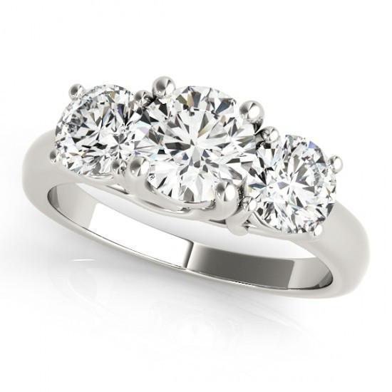 2 karaat drie stenen ronde diamanten verlovingsring massief goud 14K - harrychadent.nl