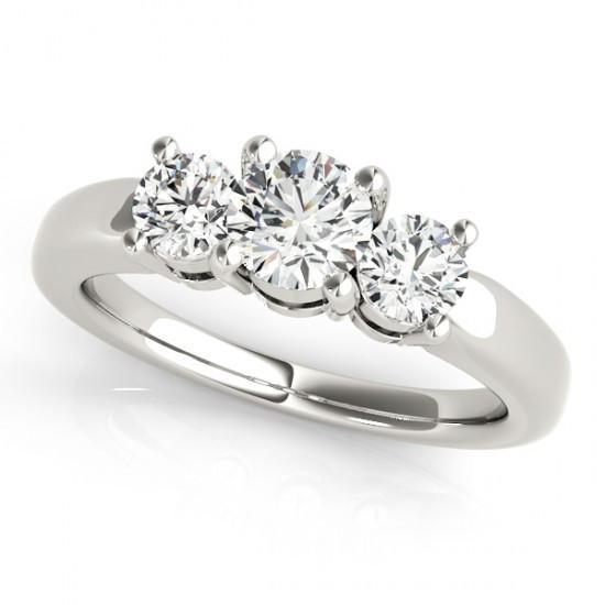 2 karaat drie stenen ronde geslepen diamanten ring wit goud 14K Nieuw - harrychadent.nl