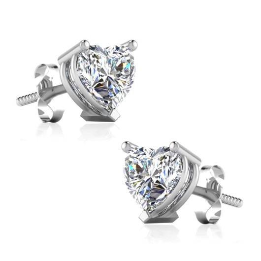 2 karaat hartvorm diamanten dames oorknopjes wit goud