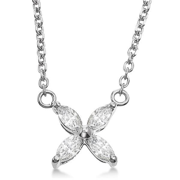 2 karaat markiezin geslepen diamanten bloem stijl hanger 14K witgoud - harrychadent.nl