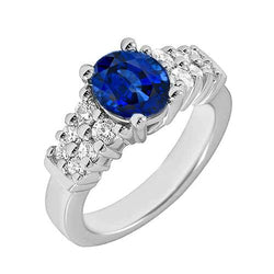 2 karaat ovaal geslepen Ceylon blauwe saffier ring wit gouden sieraden nieuw