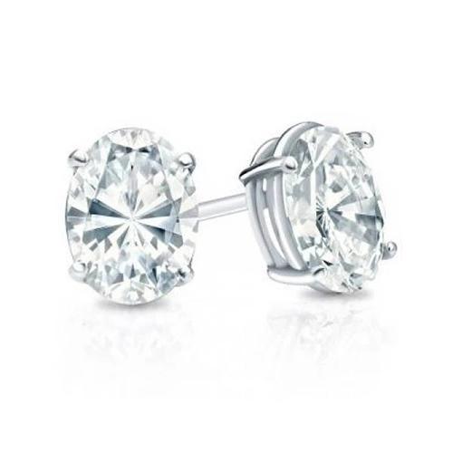 2 karaat ovaal geslepen diamanten oorknopjes wit goud 14k
