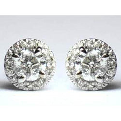 2 karaat ronde Halo Diamond Stud Earring Dames gouden sieraden