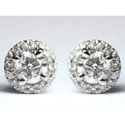 2 karaat ronde halo diamond stud earring dames gouden sieraden