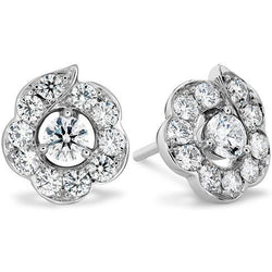 2 karaat ronde Halo Stud Diamond dames oorbel massief goud 14K