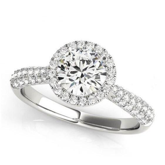 2 karaat ronde briljante diamanten Halo verlovingsring wit goud 14K - harrychadent.nl
