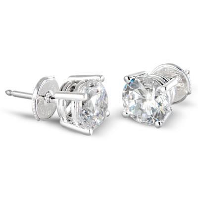 2 karaat ronde diamanten studs oorbel dames sieraden wit goud - harrychadent.nl