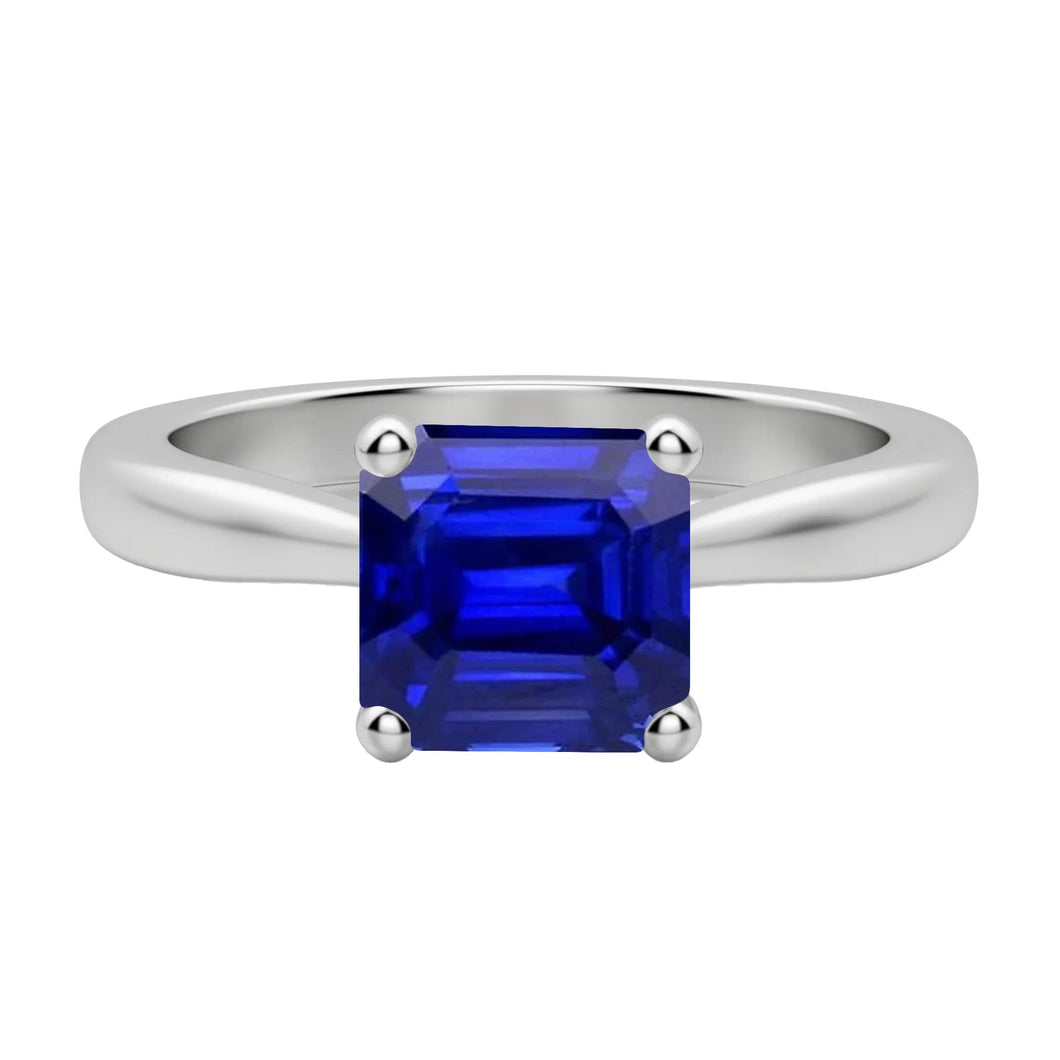 2 karaat smaragd Solitaire Edelsteen Ring Ceylon Sapphire White Gold