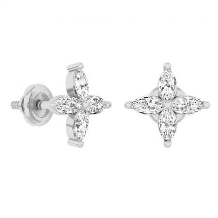 2 karaat sprankelende Marquise geslepen diamanten oorknopjes wit goud 14K - harrychadent.nl