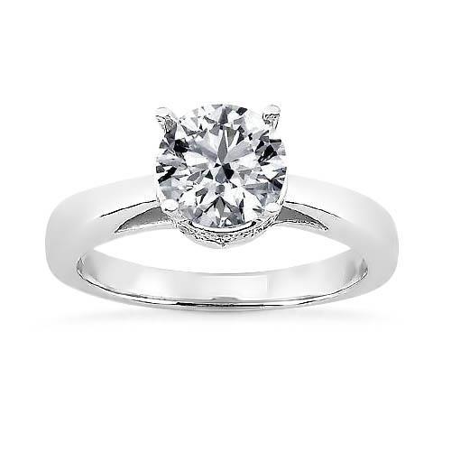 2 karaat verborgen halo ronde briljante diamanten solitaire ring witgoud