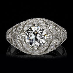 2 karaat vintage stijl Solitaire ring ronde oude mijn geslepen diamant