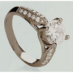 2 karaat vintage stijl diamanten verlovingsring wit goud 14K