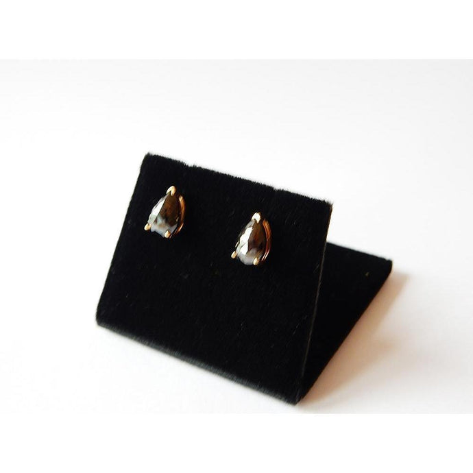 2 karaat zwarte diamanten oorknopjes peer geel goud 14K afwerking - harrychadent.nl