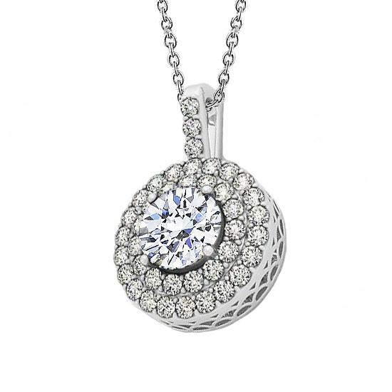 2 karaats dubbele rij diamanten hanger ketting zonder ketting goud 14K - harrychadent.nl