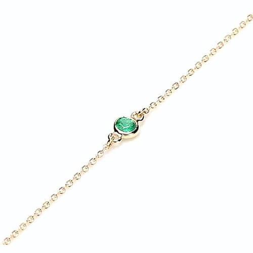 2 karaats groene smaragd bezel set armband geel goud 14k