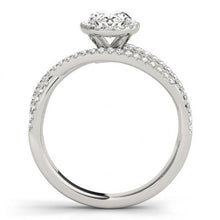 Afbeelding in Gallery-weergave laden, 2 karaats ovale en ronde diamanten ring gespleten schacht wit goud 14k - harrychadent.nl
