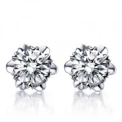 2 karaats pennenset ronde bloemvorm diamanten oorknopjes goud 14k