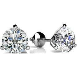 2 karaats ronde diamanten oorbel wit goud 14K griffenzetting