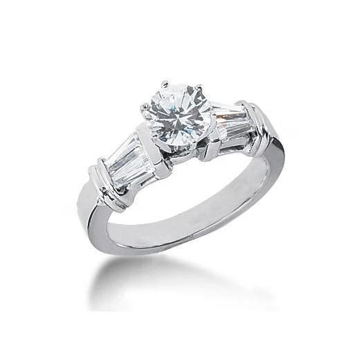 2 karaats ronde en stokbrood diamanten ring met drie stenen witgoud - harrychadent.nl