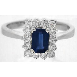 2 karaats smaragdgroene Ceylon saffier en diamanten ring wit goud 14K