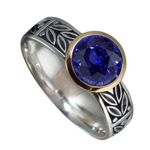 2 karaats solitaire ring rond Tanzanite AAA antieke stijl sieraden - harrychadent.nl