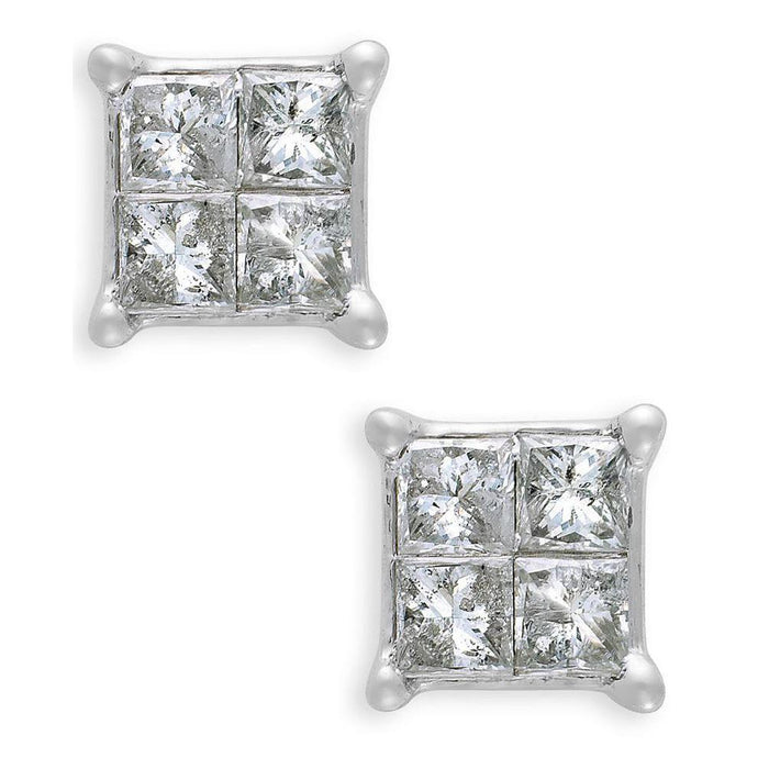 2 kt Princess Cut Diamond Stud Earring 14K witgoud - harrychadent.nl