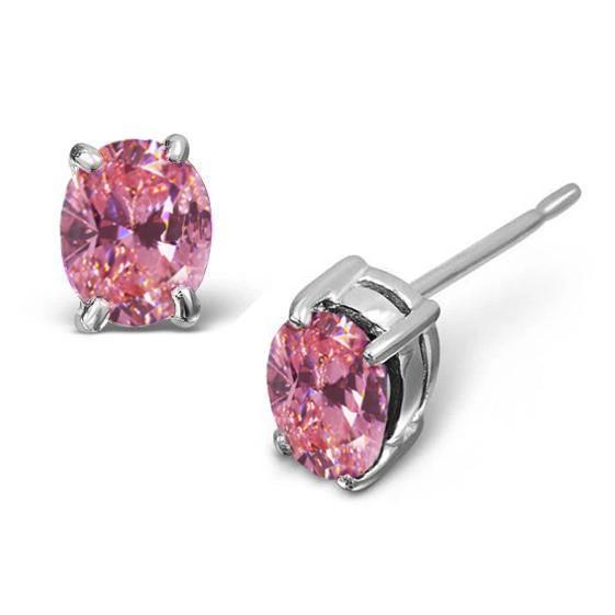 2 kt ronde geslepen roze saffier oorknopjes 14k witgoud - harrychadent.nl