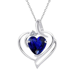 2 stenen gouden hart saffier & diamanten dames edelsteen hanger 2 karaat