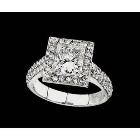 2.01 karaat Echte Prinses Diamanten Loninklijke Verlovingsring Wit Goud 14K Vrouwen Sieraden Nieuw