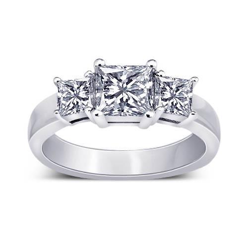 2.11 Karaat Prinses Echt Diamanten Bruiloft Verlovingsring 3 Stenen Sieraden