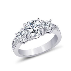 2.11 Kt. Drie Stenen Stijl Ronde & Prinses Echt Diamanten Verlovingsring