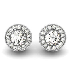 2.20 karaat Ronde Echt Diamanten Oorknopjes Halo Oorbellen Wit Goud
