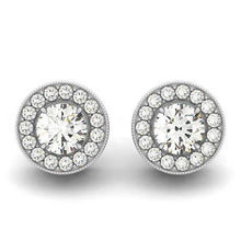 Afbeelding in Gallery-weergave laden, 2.20 karaat Ronde Echt Diamanten Oorknopjes Halo Oorbellen Wit Goud
