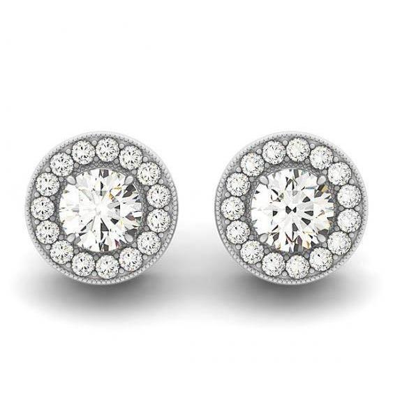 2.20 karaat Ronde Echt Diamanten Oorknopjes Halo Oorbellen Wit Goud