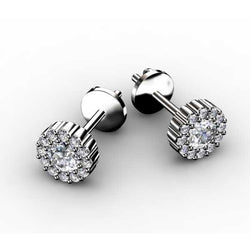 2.24 Karaat Halo Dames Ronde Echt Diamanten Oorknopjes Wit Goud 14K