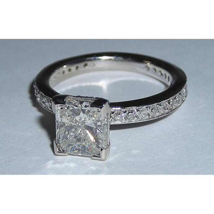 2.26 Ct Witgouden Echt Diamanten Verlovingsring Met Accenten