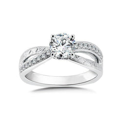 2.30 Karaat Ronde Echt Diamanten Vintage Stijl Verlovingsring 14K Witgoud