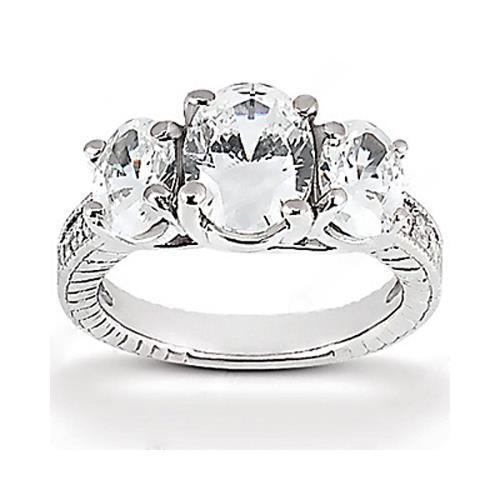 2.31 karaat Drie Stenen Bruiloft Echt Diamanten Ring Vintage Stijl Nieuw