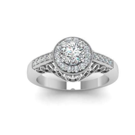 2.35 karaat Ronde Geslepen Echt Diamanten Antieke Stijl Trouwring Wit Goud
